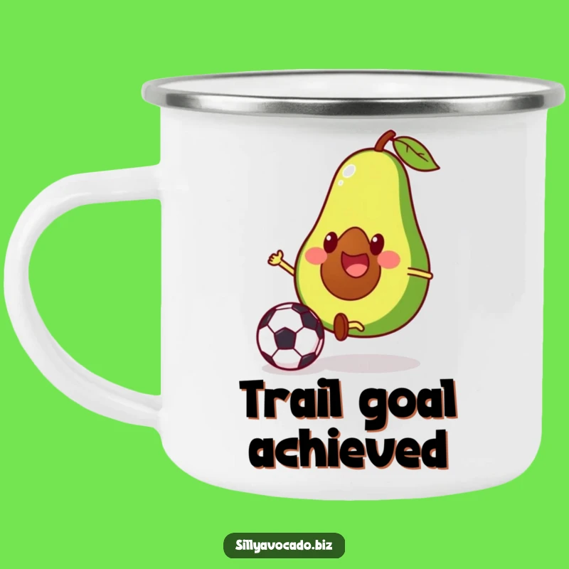 Funny Avocado Soccer Fan Camping Mug - Rugged and Hilarious Outdoor Companion