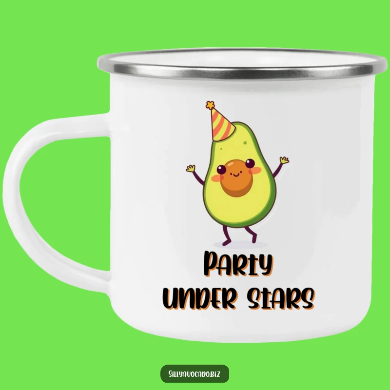 Funny Party Avocado Camping Mug: Dancing Camp Character - Great Funny Gift!