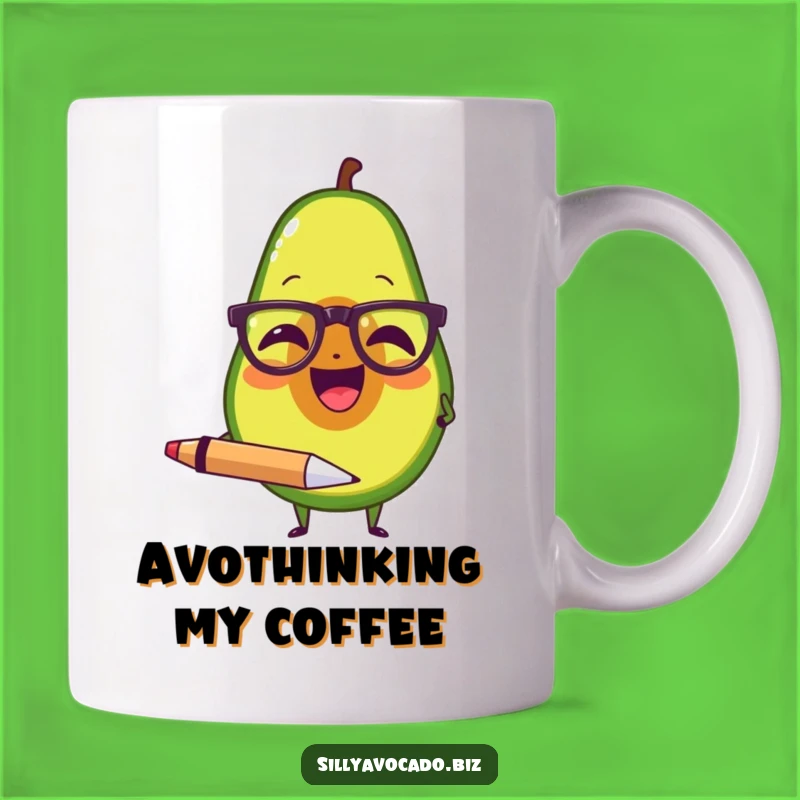 Funny Avocado Spectacles Pen Mug - Witty Writer's Hilarious Gift