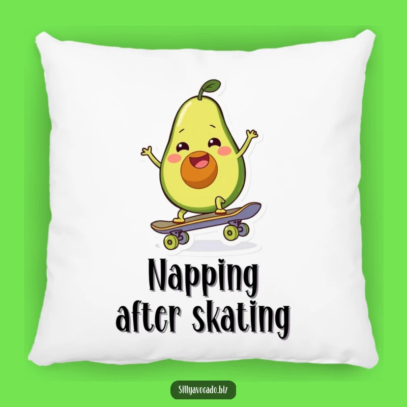 Funny Skate Avocado Pillow - Cozy and Hilarious Accent for Chill Vibes!