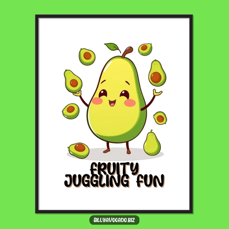 Funny Avocado Juggling Digital Art - Instant Whimsical Decor Gift