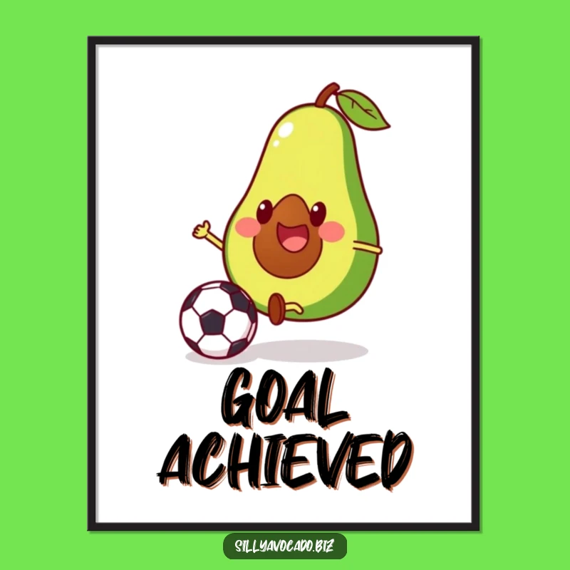 Funny Avocado Kicking Soccer Digital Art Print - Instant Hilarious Decor for Walls