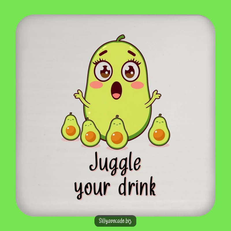 Funny Avocado Juggling Drink Coaster - Hilarious Protection for Your Surfaces!