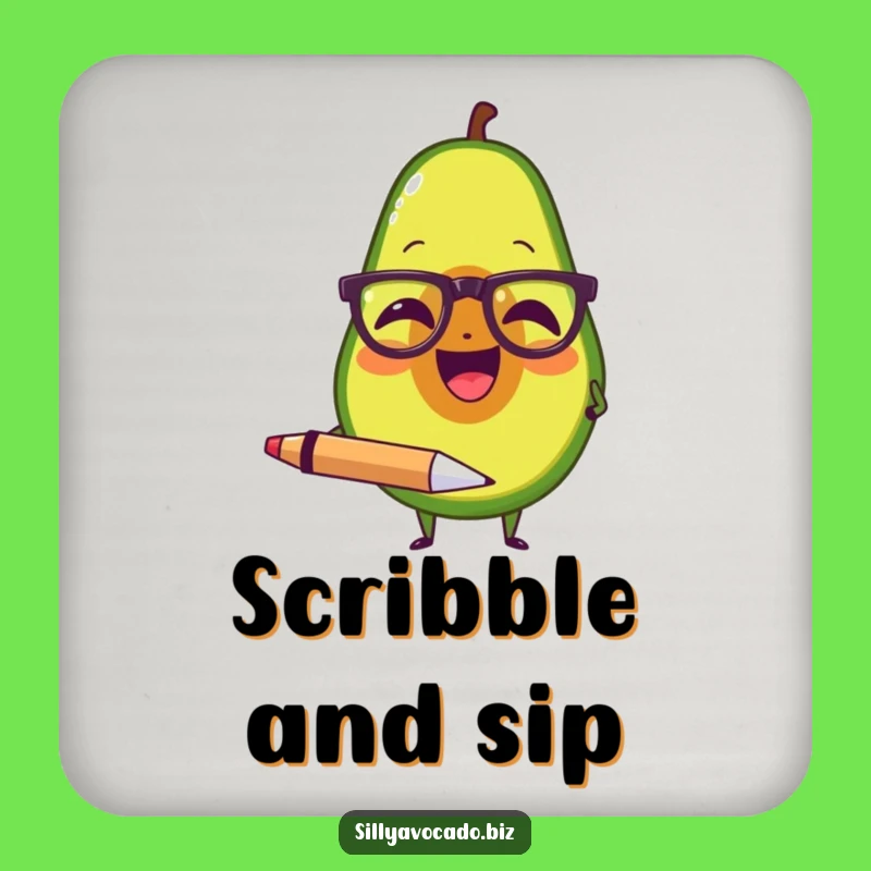 Funny Avocado Writer Coaster - Protect Surfaces with Intellectual Humor