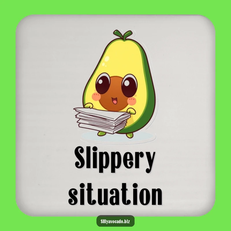 Funny Surprised Avocado Coaster - Hilarious Paper Drop Drink Protector