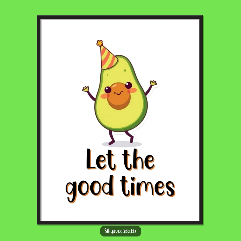 Funny Party Avocado Poster: Dancing Character Art - Unique Funny Gift!