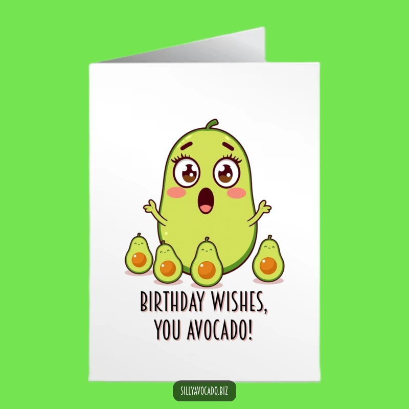 Free Printable Birthday Card: Surprised Juggling Avocado, Hilarious Downloadable Fun Gift