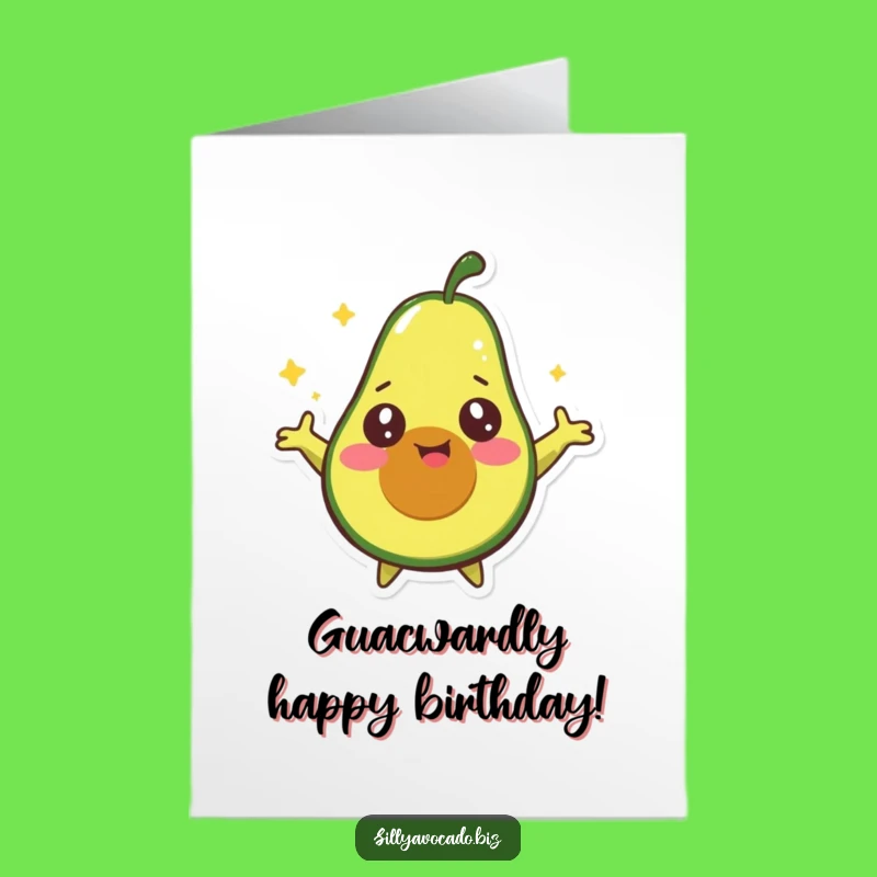 Free Printable Happy Avocado Birthday Card: Funny Starry Eyes Downloadable Greeting