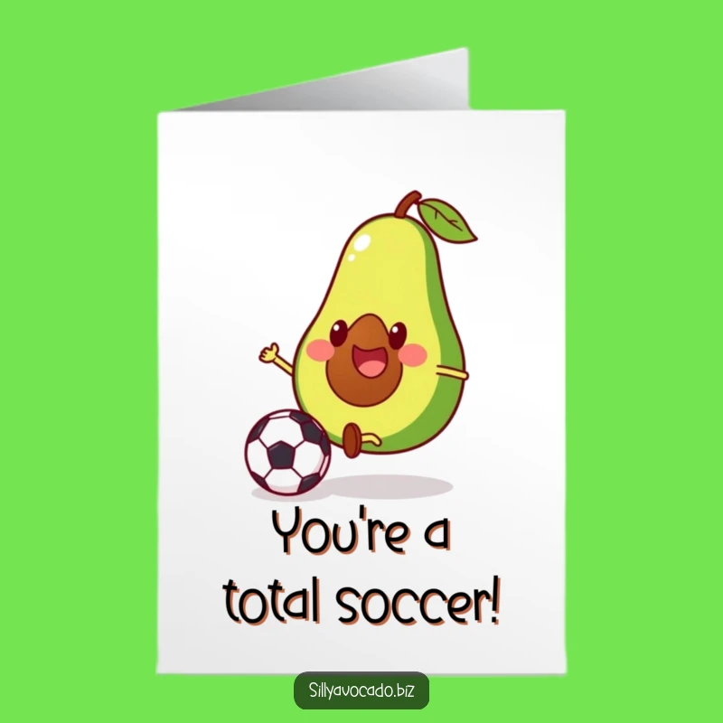Free Printable Congrats Card: Funny Avocado Soccer Star, Hilarious Downloadable Achievement Gift