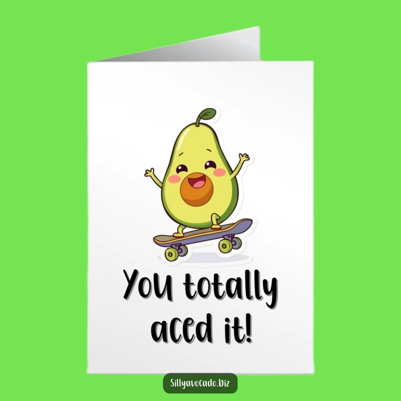 Free Printable Congrats Card: Skateboarding Avocado Triumph, Hilarious Downloadable Achievement Gift