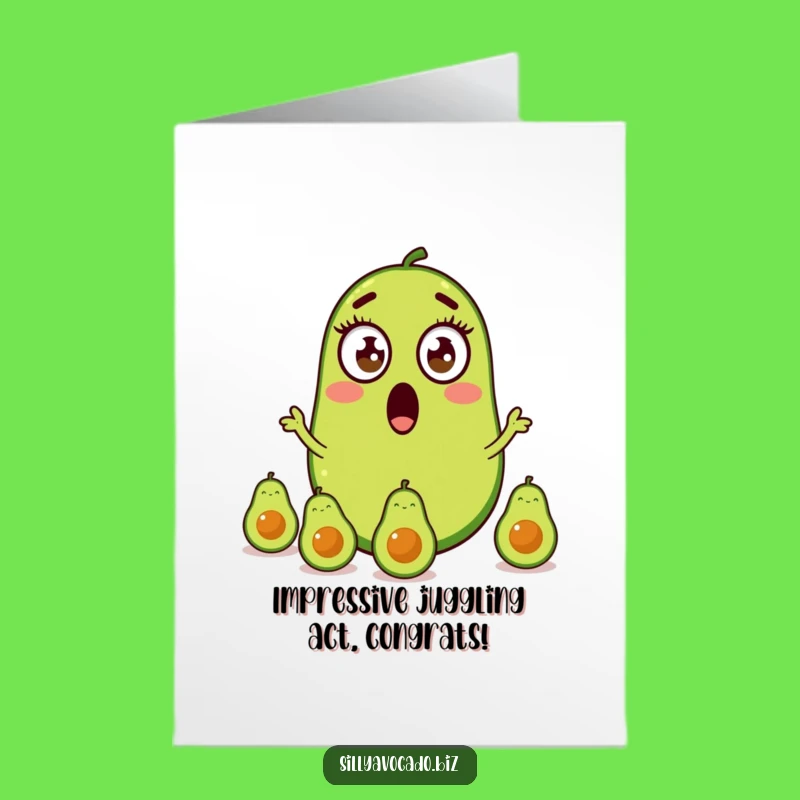 Free Printable Congrats Card: Juggling Avocado Achievement, Hilarious Downloadable Success Gift