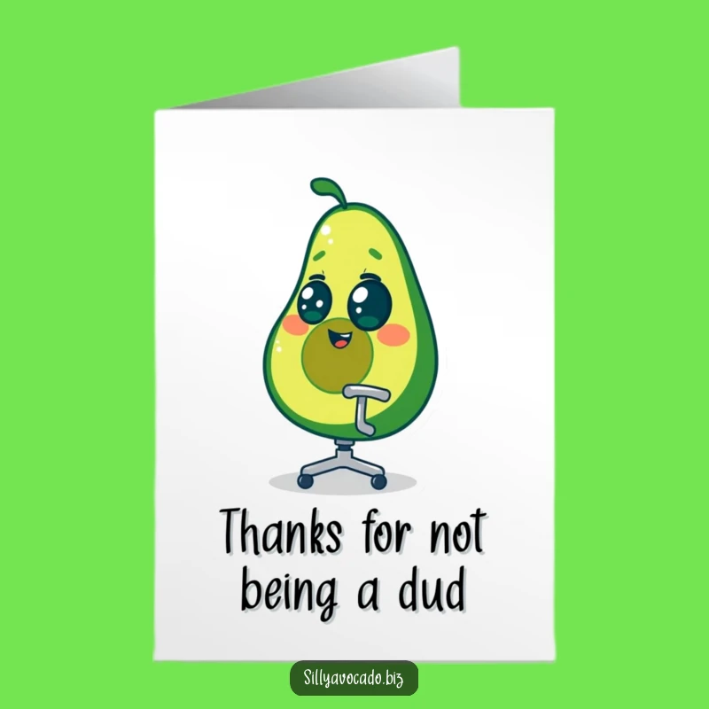 Free Printable Dizzy Avocado Thank You Card - Funny Office Chair Spin Downloadable