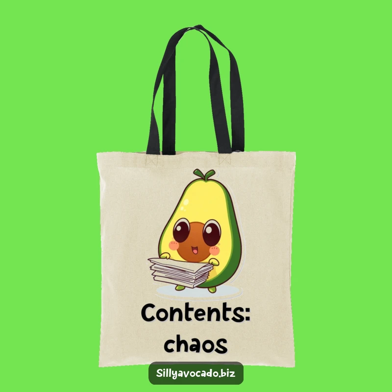 Funny Surprised Avocado Tote Bag - Hilarious Paper Drop Carry-All
